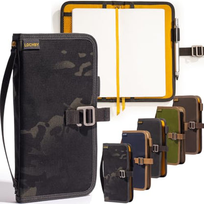 LOCHBY® Voyager Journal | Water Resistant Waxed Canvas | Pen Loop | Included Tomoe River Notebook | Perfect for Travel, Art, Bullet Journal - color: Black Multicam, size: Traveler's Notebook Hook
