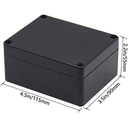 Junction Box, Zulkit Project Box IP65 Waterproof Outdoor Box ABS Plastic Electrical Boxes Electronic Enclosure Black 4.5 x 3.5 x 2.2 inch(115 x 90 x 55 mm)(Pack of 2) - size: 4.5" x 3.5" x 2.2"(Pack of 2)