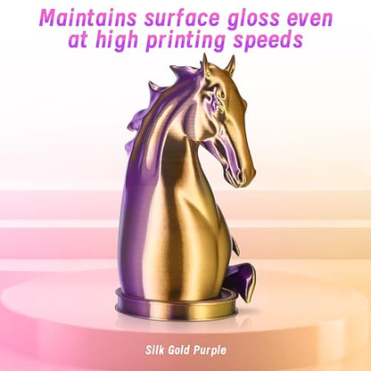 ERYONE Silk Filament PLA+ 1.75mm Shiny 3D Printer Filament, Multicolor PLA 2 in 1, 1kg (2.2LBS)/Spool, HS Silk Dual Color Gold & Purple - color: Silk Pla+ 2 in 1 Gold Purple