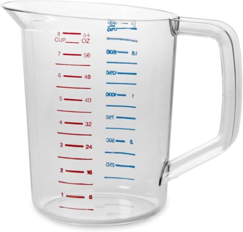 Rubbermaid Commercial Products Bouncer Clear Measuring Cup, 8-Cup/2-Quart, Clear, Strong Food Grade, Easy Read for Liquid/Dry Ingredients, for Home/Professional Kitchen (Pack of 6) - size: 2 Qt (Pack of 6)