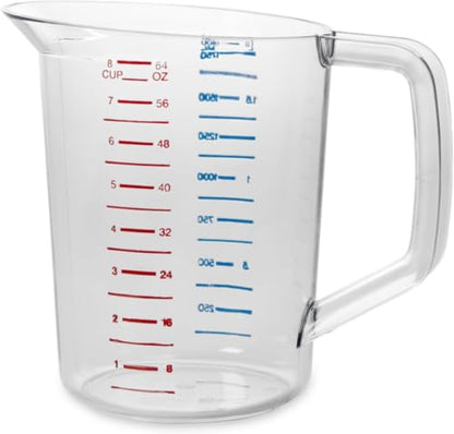 Rubbermaid Commercial Products Bouncer Clear Measuring Cup, 8-Cup/2-Quart, Clear, Strong Food Grade, Easy Read for Liquid/Dry Ingredients, for Home/Professional Kitchen (Pack of 6) - size: 2 Qt (Pack of 6)