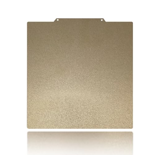 250x250mm Gold PEI Build Plate for Qidi Q1 Pro/AnkerMake M5/ Voron 2.4 V2 250, Double Sided Textured PEI Flexible Spring Steel Platform Heated Printing Bed for 3D Printer - size: 250x250mm