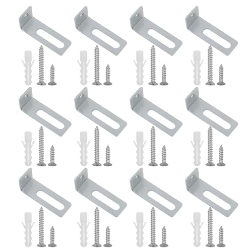 12 Sets White Board Hanging Kit with L-Shaped Mounting Brackets