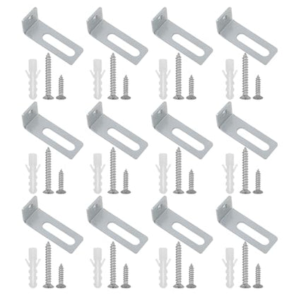 12 Sets White Board Hanging Kit with L-Shaped Mounting Brackets