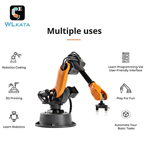 wlkata Mirobot 6DoF Mini Industrial Robot Arm Professional Kit Plus Conveyor Belt Set Programmable Robot Arm Light Professional Desktop Robot Arm Plus Conveyor Belt Set for K12 Or 3D Printer
