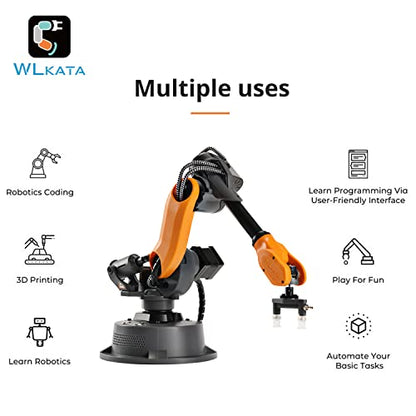 wlkata Mirobot 6DoF Mini Industrial Robot Arm Professional Kit Plus Conveyor Belt Set Programmable Robot Arm Light Professional Desktop Robot Arm Plus Conveyor Belt Set for K12 Or 3D Printer