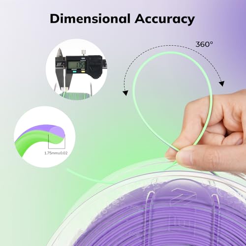 AMOLEN Matte PLA 3D Printer Filament 1.75mm Dual Color Green Purple 1KG - color: Green Purple