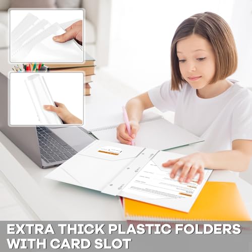 Henoyso 36 Pcs Plastic Folder with Clear Front Pocket, White - color: White