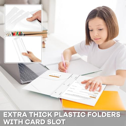 Henoyso 36 Pcs Plastic Folder with Clear Front Pocket, White - color: White