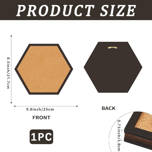 CRASPIRE Hexagon Cork Board 9.8 X 8.5 Inch Pin Bulletin Boards Wall Mounted Framed Display Badge Wooden Decorative Memory Memo Brooch Lapel Pins Pictures Holder Storage for Office Home Decor - style: Hexagon