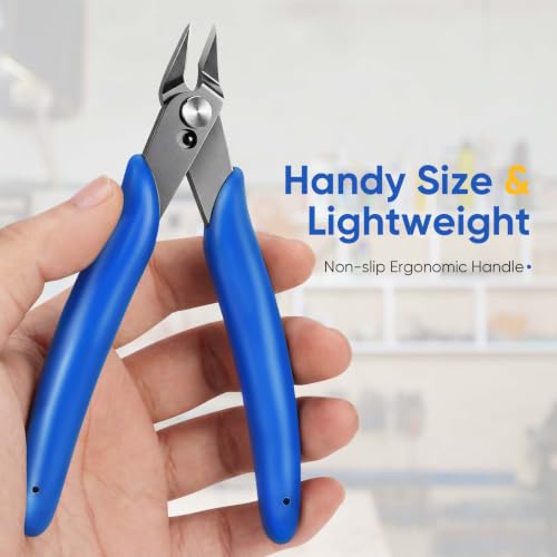 5 Inch Micro Wire Cutters, 1 Pack Precision Flush Cutters, Zip Tie Cutter - color: Blue (1 Pack)