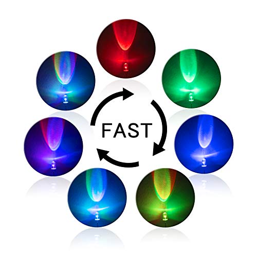 DiCUNO 100pcs 5mm RGB Multicolor Fast Blinking LED Diode Lights, 7 Colors - style: Fast Flash