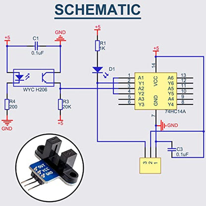 5PCS IR Infrared Slotted Optical Optocoupler Speed Measuring Sensor Module 3.3-5V for Arduino Also for Smart Robot Car Speed Measurement with Dupont Wire