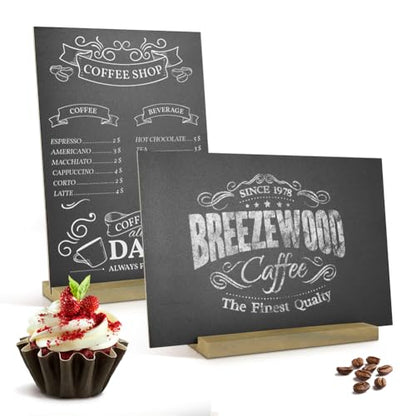 Mini Chalkboard Signs with Stand for Tables, Small Chalk Board for Food (3, 8.6"x5.9") - size: 8.6"x5.9"