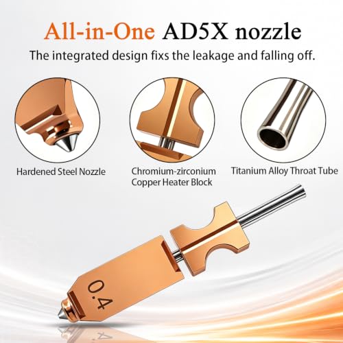 3PK 0.4MM AD5X Nozzle Hardened Steel Kit and 1PK Hotend Heating Assembly - style: 3 Set