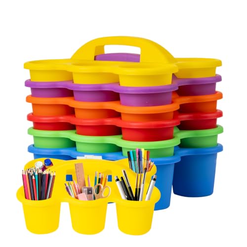 6 Pack Classroom Caddy with Handle, 6 Compartments Multicolor - color: Vibrant Multicolor