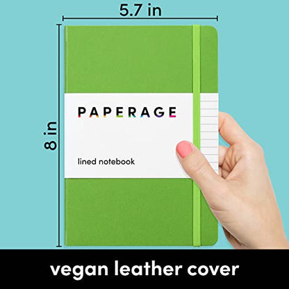 PAPERAGE Lined Journal Notebook, Hardcover Journal for Women & Men, 160 Pages, (5.6 in x 8 in), College Ruled Journaling Notebook for Work, School Supplies & Note Taking, (Lime Green) - color: Lime Green, style: A. Lined