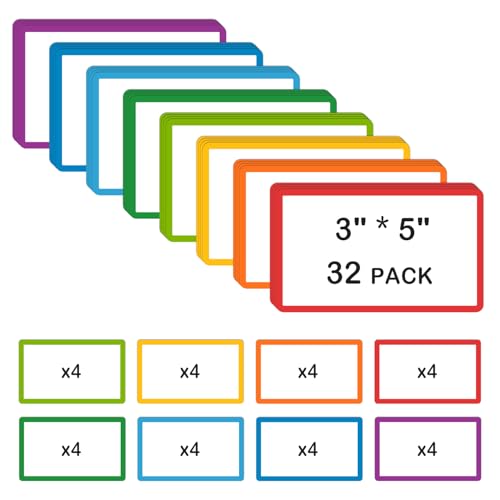 TOTiyea 32 Pack Dry Erase Magnetic Labels,3"x5" Strong Magnetic Backing - color: Assorted Color, size: 3x5, 32Pack