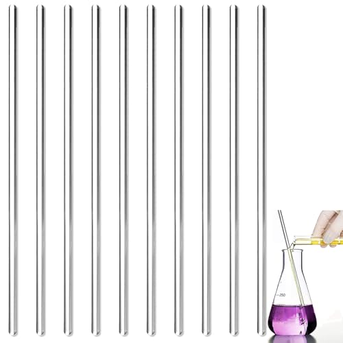10-Pack Glass Stirring Rods – 7.9" Long, 6mm Diameter, Both Ends Round – Heat-Resistant Glass for Lab and Home Use