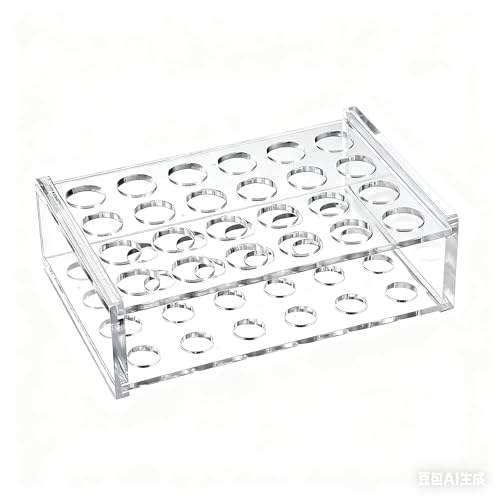 Acrylic Test Tube Rack Holder, 24 Sockets for 5/9”OD Tube Centrifuge Tube Holder Plastic Stand for Labortory Holder Lab Test Tube Transparent(5ml,24 Sockets)
