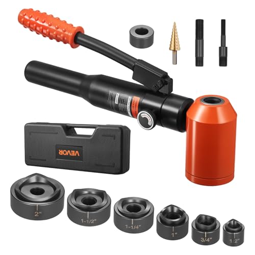 VEVOR Knockout Punch Set, 10 Ton Hydraulic Knockout Set, 1/2" to 2" KO Tool Kit Hole Making Tool, KO Tools Kit W/6 Dies for Metal Electrical Cabinets, Electrical Control Cabinets, Switch Cabinets - style: 10 Ton Hydraulic Knockout Set