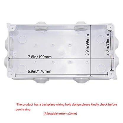 Zulkit Junction Box ABS Plastic Dustproof Waterproof IP65 Universal Electrical Boxes Project Enclosure White 7.9 x 3.9 x 2.8 inch (200 x 100 x 70mm) - size: 7.9" x 3.9" x 2.8"