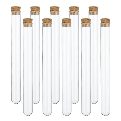 PATIKIL 23ml Test Tubes, 25pcs 5.91x0.63in Glass Clear Round Bottom Test Tube Containers with Cork Stopper for Bead Party Candy Bath Salt Storage Scientific Experiment Plant Propagation - size: 23ml