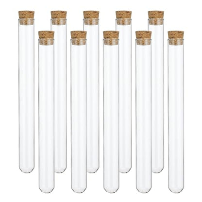 PATIKIL 23ml Test Tubes, 25pcs 5.91x0.63in Glass Clear Round Bottom Test Tube Containers with Cork Stopper for Bead Party Candy Bath Salt Storage Scientific Experiment Plant Propagation - size: 23ml