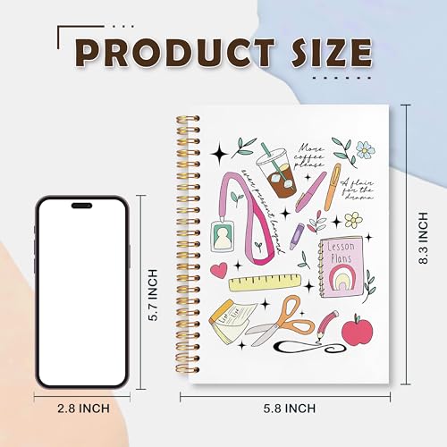 VIIJJUE Trendy Teacher Notebook, Back to School Teacher Gifts Journal, Teachers Appreciation Gifts Journals for Writing, Aesthetic Teaching Hardcover Spiral Notebooks, 5.5x8.3 Inch - color: Trendy Teacher