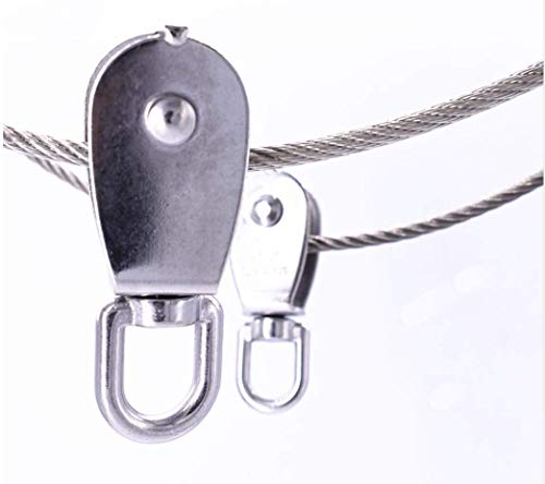 2-Pack M50 Single Pulley Block Stainless Steel Heavy Duty Hardware Single Wheel Swivel Rigging Lifting Wheel Fixed Pulley for Wire Rope Loading 400kg - size: 2-Pack M50