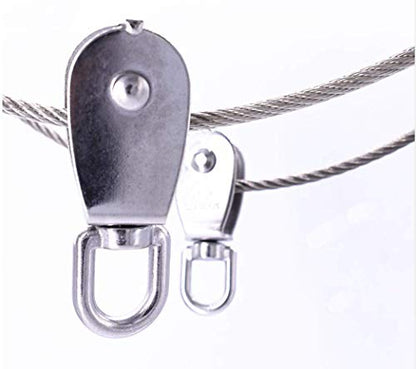 2-Pack M50 Single Pulley Block Stainless Steel Heavy Duty Hardware Single Wheel Swivel Rigging Lifting Wheel Fixed Pulley for Wire Rope Loading 400kg - size: 2-Pack M50