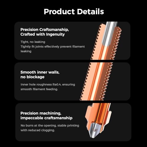 Creality Official K1C/ K1 SE Nozzle, 0.4mm 2PCS Quick-Swap 3D Printer Nozzle Kit, Copper Alloy and Hardened Steel Nozzle Suitable for Creality K1C, K1 SE, K2 SE, Ender 3 V3, Ender 3 V3 Plus - style: 2P-0.4