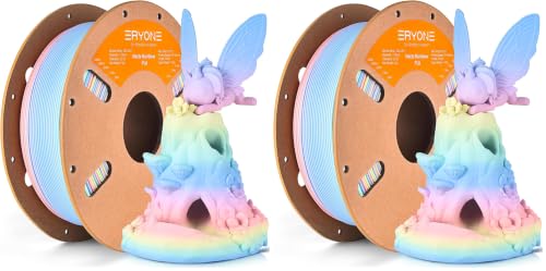 ERYONE Matte Rainbow 3D Printer PLA Filament 1.75 +/- 0.03mm, Matte Muticolor Filament PLA 1KG(2.2LBS) Spool, Macaron Rainbow (Pack of 2) - color: Matte Rainbow Macaron, size: 1KG (Pack of 2)