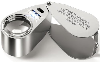 Leffis 40X Jewelers Loupe Magnifier LED/UV Illuminated Magnifying Glasses - size: 1 Pack