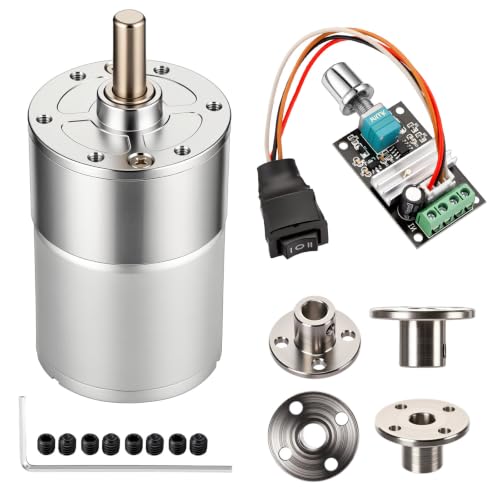 Copkim 6 Pack 12V 550RPM DC Gear Motor Kit with PWM Speed Controller and 6mm Flange Coupling Connectors, High Torque Electric Micro Speed Reduction Motor for DIY Robots and RC Cars