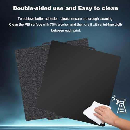 257x257mm Black Build Plate for Bambu Lab X1/P1P/P1S/P2S/X1C/A1, Double Sided Textured PEI+Smooth PEI Flexible Spring Steel Platform Heated Printing Bed for Bambu Lab 3D Printer - size: 257x257mm
