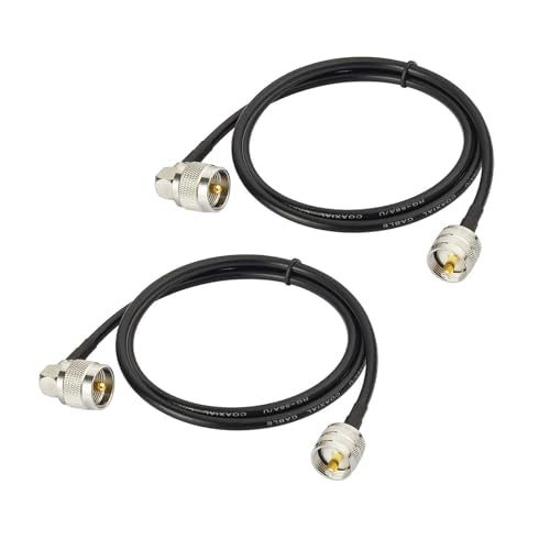 Superbat PL-259 Jumper Cable UHF (Pl259) Male to Male Low Loss Digital RG58 Coax Cable (3 Feet RG58) for HAM & CB Radio,Antenna Analyzer,Dummy Load,SWR Meter 2-Pack - size: 3ft