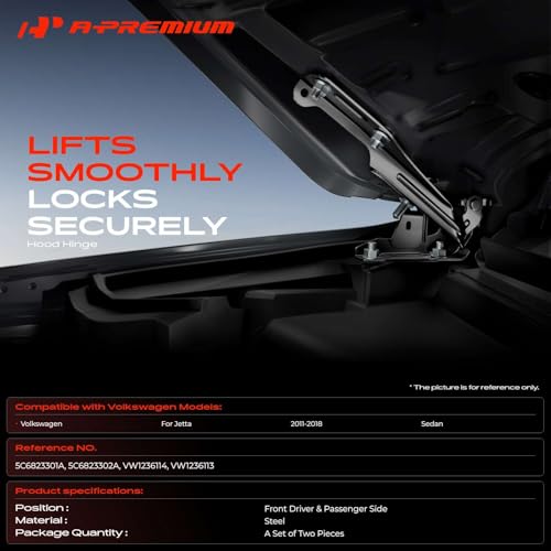 A-Premium Set of 2 Front Driver and Passenger Hood Hinges