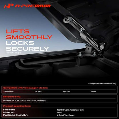 A-Premium Set of 2 Front Driver and Passenger Hood Hinges