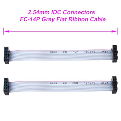 2.54mm Flat Ribbon IDC Cable Female to Female, Flat Ribbon Cable Connector 14P FC 14-Pin 30cm Length 2Pcs (TC-30cm-FF14P-2) - color: Female to Female, size: 14P
