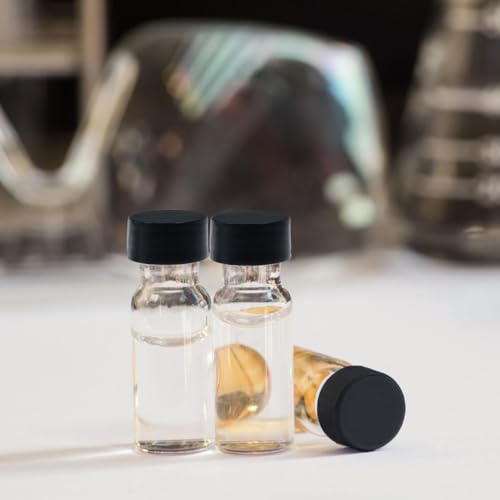 ALWSCI 1/2 Dram Glass Vials, Small Liquid Sample Vial, 2 ml Borosilicate Glass Empty Vials with Caps, 9-425 Black Closed Top Screw Caps with PE Liner, Pack of 100 - size: 2ML