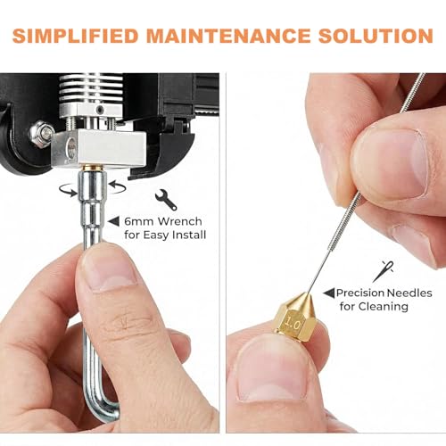 3D Printer Nozzle Kit: 20PCS High Precision MK8 Brass Nozzles (0.2/0.4/0.6/0.8/1.0mm) with Socket Wrench, 10PCS 0.4mm Cleaning Needles & Tweezers for CR-8 / CR-10 / Ender 3 / Ender 3S / 5/6