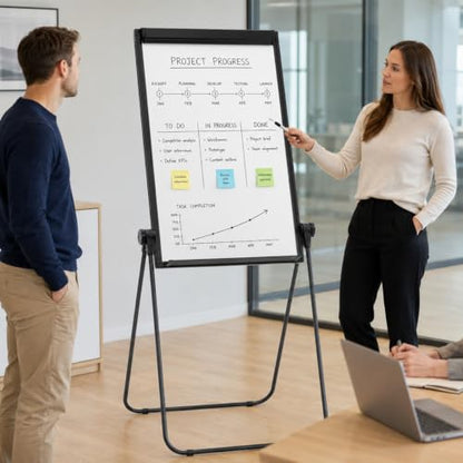 40"x28" Double Sided Magnetic Dry Erase Easel Whiteboard on U Stand - size: 28"W x 40"H