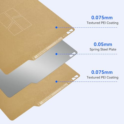 Bamboo Original Double Sided Textured PEI Build Plate Flexible Removal Spring Steel Sheet 257x257mm for Bambu Lab X1C / X1 / X1E / P1P / P1S /P2S/ A1 3D Printer - style: Dual-Sided Textured PEI