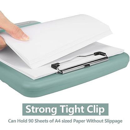 Clipboard with Storage, A4 Binder Nursing Clipboards with Pen Holder, Heavy Duty Storage Clipboards with Low Profile Clip, Clipboard Folder Side-Opening, Smooth Writing Clip Board (Dark Green) - color: Dark Green