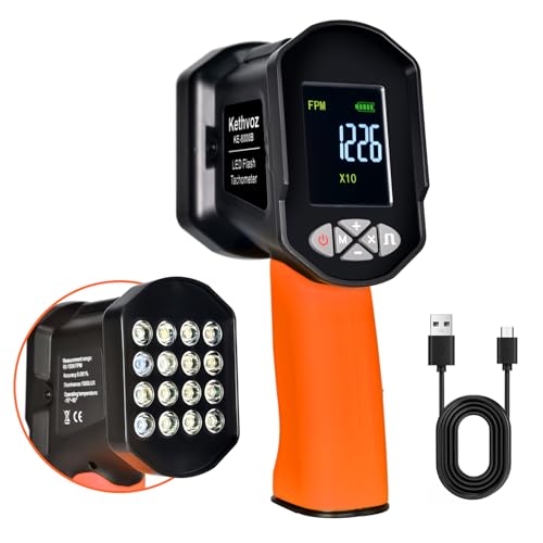 Digital Stroboscope Tachometer, Kethvoz LED Strobe Light 100,000 RPM Meter
