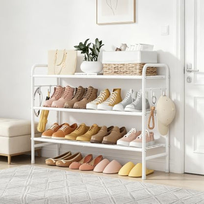 VILICK Metal Shoe Rack for Closet 33" Wide Shoe Organizer for Entryway - color: White