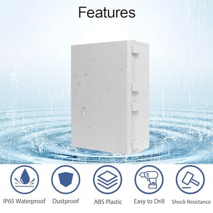 Electrical Box IP65 Waterproof Dustproof ABS Plastic Enclosure, Outdoor and Indoor Project Box Hinged Cover with Mounting Plate Wall Brackets Outer Dimension 23.6"x 15.7" x 8.7", Grey - size: 23.6"x 15.7" x 8.7" (1pc)