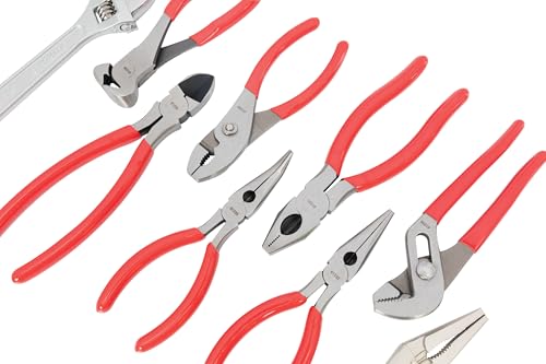 Steelman 10-piece Pliers Set, Slip Joint, Long Nose, Diagonal Cutter, Groove Joint, Linesman, Mini Long Nose, Locking Pliers, and Adjustable Wrench
