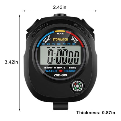 1 Pack Multi-Function Electronic Digital Sport Stopwatch Timer, Large Display with Date Time and Alarm Function, Suitable for Sports Coaches, Fitness Coaches, and Referees
